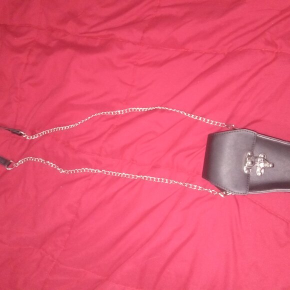 Coffin Purse Crossbody Leather& Chain strap.Goth Bag. - Picture 4 of 5